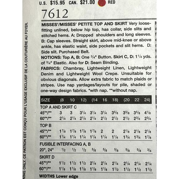 Vogue Pattern 7612 long top straight skirt size 14 16 18 - Picture 4 of 7